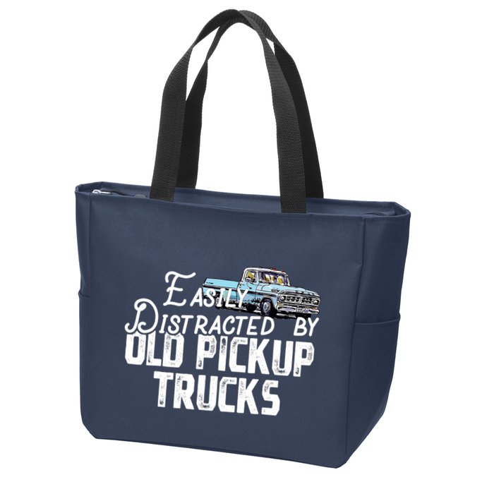 Easily Distracted By Old Pickup Trucks Cute Trucker Zip Tote Bag