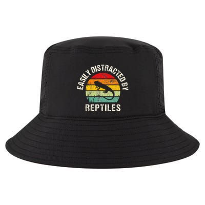 Easily Distracted By Reptiles Funny Reptile Lovers Cool Comfort Performance Bucket Hat