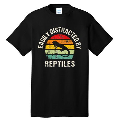 Easily Distracted By Reptiles Funny Reptile Lovers Tall T-Shirt