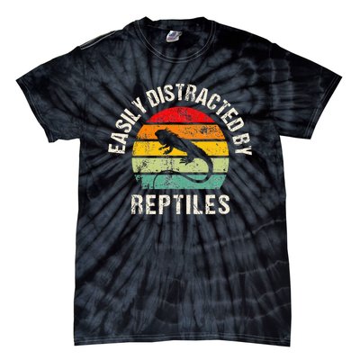 Easily Distracted By Reptiles Funny Reptile Lovers Tie-Dye T-Shirt