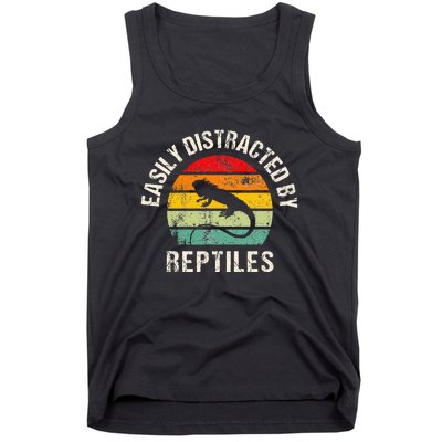 Easily Distracted By Reptiles Funny Reptile Lovers Tank Top