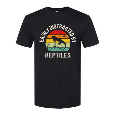 Easily Distracted By Reptiles Funny Reptile Lovers Softstyle CVC T-Shirt