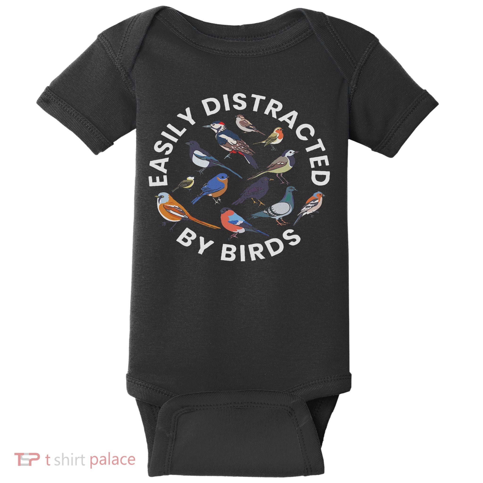 Easily Distracted By Birds Birdwatching Bird Owner Baby Bodysuit