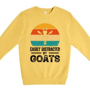 Easily Distracted By Goat Funny Goat Premium Crewneck Sweatshirt