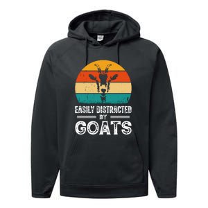 Easily Distracted By Goat Funny Goat Performance Fleece Hoodie