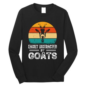 Easily Distracted By Goat Funny Goat Long Sleeve Shirt