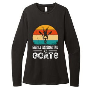 Easily Distracted By Goat Funny Goat Womens CVC Long Sleeve Shirt