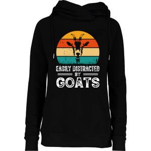 Easily Distracted By Goat Funny Goat Womens Funnel Neck Pullover Hood