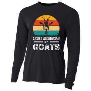 Easily Distracted By Goat Funny Goat Cooling Performance Long Sleeve Crew