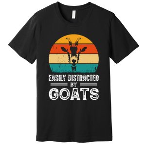 Easily Distracted By Goat Funny Goat Premium T-Shirt