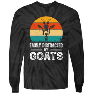 Easily Distracted By Goat Funny Goat Tie-Dye Long Sleeve Shirt