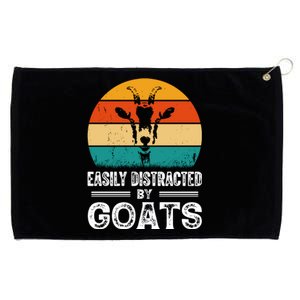 Easily Distracted By Goat Funny Goat Grommeted Golf Towel