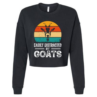 Easily Distracted By Goat Funny Goat Cropped Pullover Crew