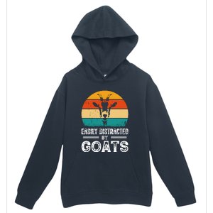 Easily Distracted By Goat Funny Goat Urban Pullover Hoodie