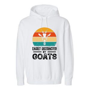 Easily Distracted By Goat Funny Goat Garment-Dyed Fleece Hoodie