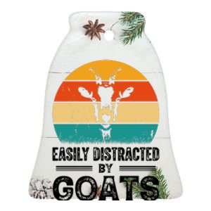 Easily Distracted By Goat Funny Goat Ceramic Bell Ornament