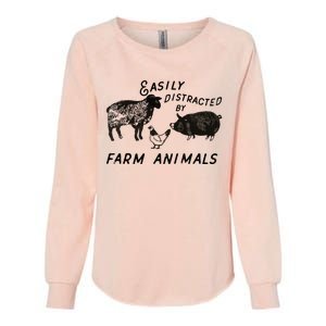 Easily Distracted By Farm Animals Womens California Wash Sweatshirt