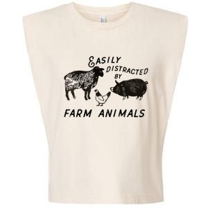 Easily Distracted By Farm Animals Garment-Dyed Women's Muscle Tee