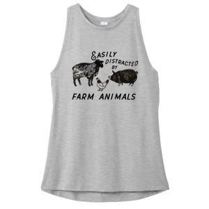 Easily Distracted By Farm Animals Ladies PosiCharge Tri-Blend Wicking Tank