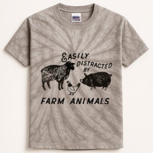 Easily Distracted By Farm Animals Kids Tie-Dye T-Shirt