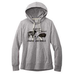 Easily Distracted By Farm Animals Women's Fleece Hoodie