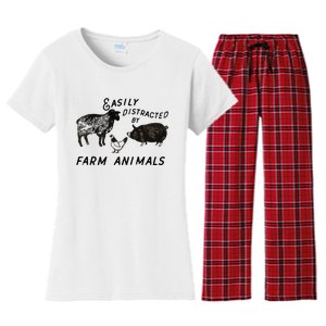 Easily Distracted By Farm Animals Women's Flannel Pajama Set