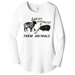 Easily Distracted By Farm Animals Women's Perfect Tri Tunic Long Sleeve Shirt