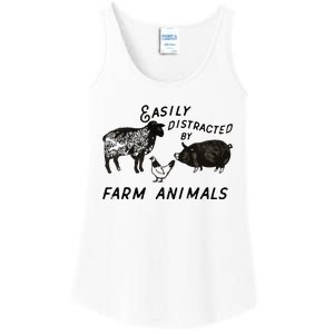 Easily Distracted By Farm Animals Ladies Essential Tank