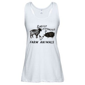 Easily Distracted By Farm Animals Ladies Essential Flowy Tank