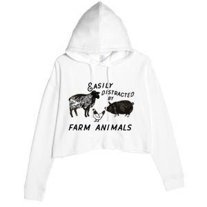 Easily Distracted By Farm Animals Crop Fleece Hoodie