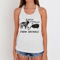 Easily Distracted By Farm Animals Women's Knotted Racerback Tank