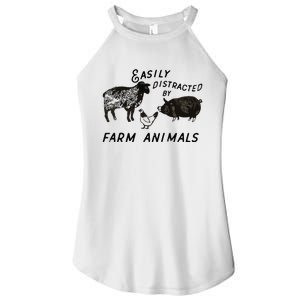 Easily Distracted By Farm Animals Women's Perfect Tri Rocker Tank