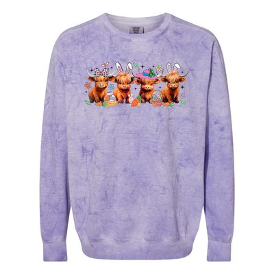 Easter Day Baby Highland Cow Colorblast Crewneck Sweatshirt