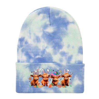 Easter Day Baby Highland Cow Tie Dye 12in Knit Beanie