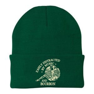 Easily Distracted By Music And Bourbon Skeleton Knit Cap Winter Beanie