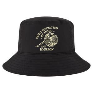 Easily Distracted By Music And Bourbon Skeleton Cool Comfort Performance Bucket Hat