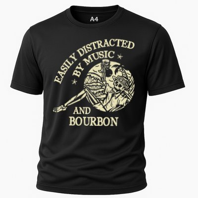 Easily Distracted By Music And Bourbon Skeleton Performance Shirt