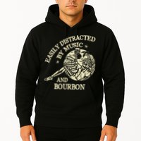 Easily Distracted By Music And Bourbon Skeleton Hoodie