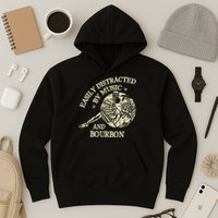 Easily Distracted By Music And Bourbon Skeleton Hoodie
