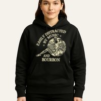 Easily Distracted By Music And Bourbon Skeleton Hoodie