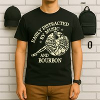 Easily Distracted By Music And Bourbon Skeleton T-Shirt