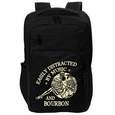 Easily Distracted By Music And Bourbon Skeleton Impact Tech Backpack
