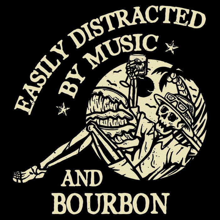 Easily Distracted By Music And Bourbon Skeleton Button