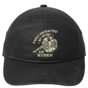 Easily Distracted By Music And Bourbon Skeleton 7-Panel Snapback Hat