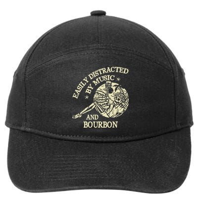 Easily Distracted By Music And Bourbon Skeleton 7-Panel Snapback Hat