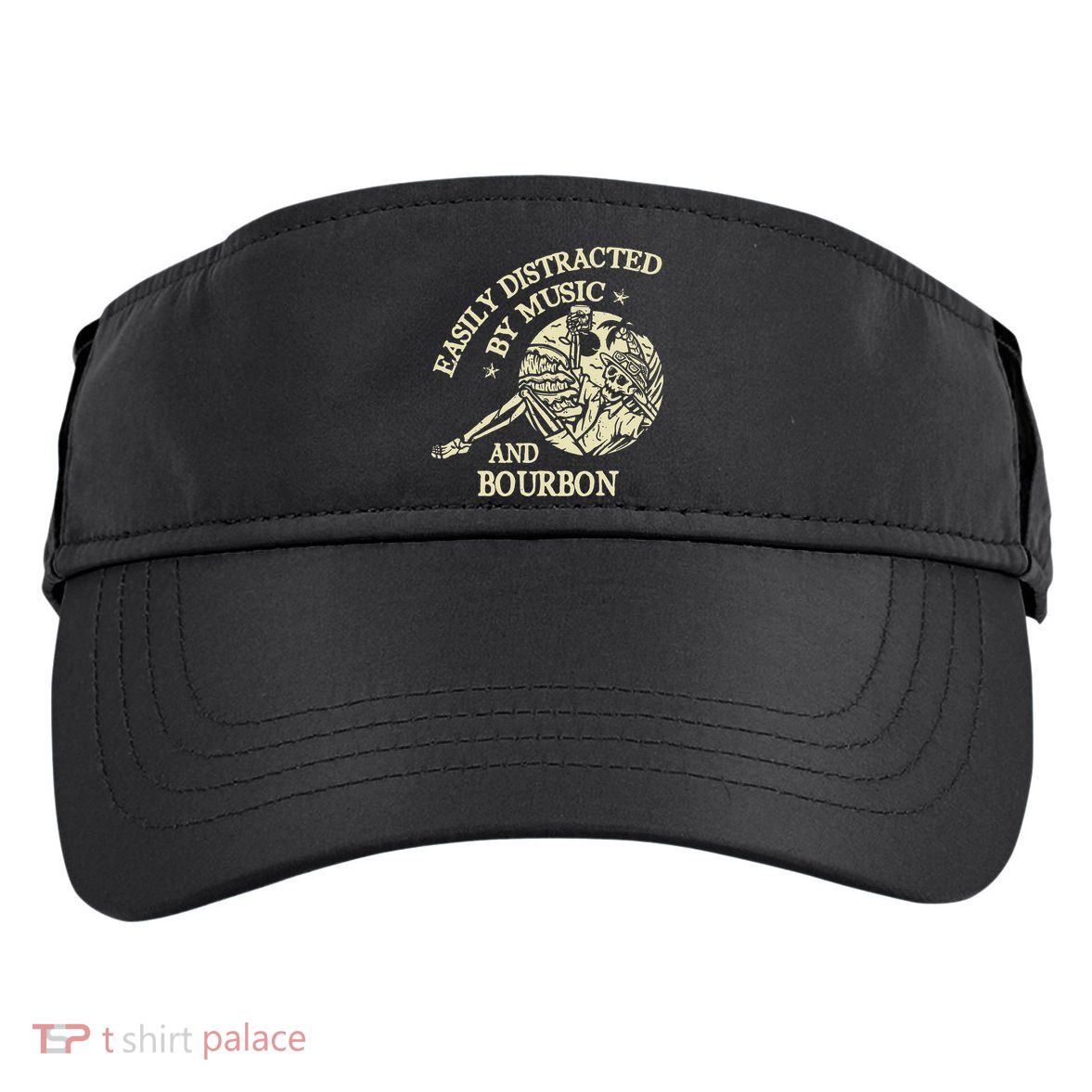 Easily Distracted By Music And Bourbon Skeleton Adult Drive Performance Visor