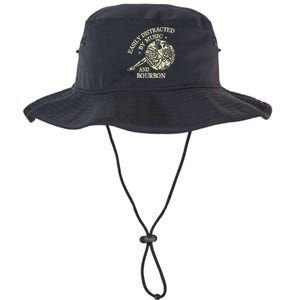 Easily Distracted By Music And Bourbon Skeleton Legacy Cool Fit Booney Bucket Hat