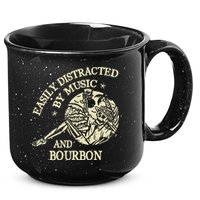 Easily Distracted By Music And Bourbon Skeleton 15oz Campfire Ceramic Mug