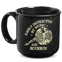Easily Distracted By Music And Bourbon Skeleton 15oz Campfire Ceramic Mug