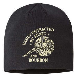 Easily Distracted By Music And Bourbon Skeleton Sustainable Beanie